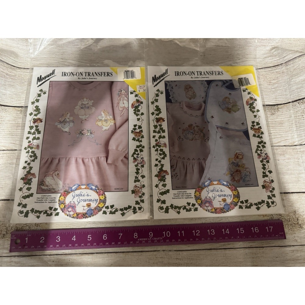 Lot of 6 NOS Maxwell Iron-On Transfers by Julie's Journey Bunny Floral Ballet H - Picture 2 of 7